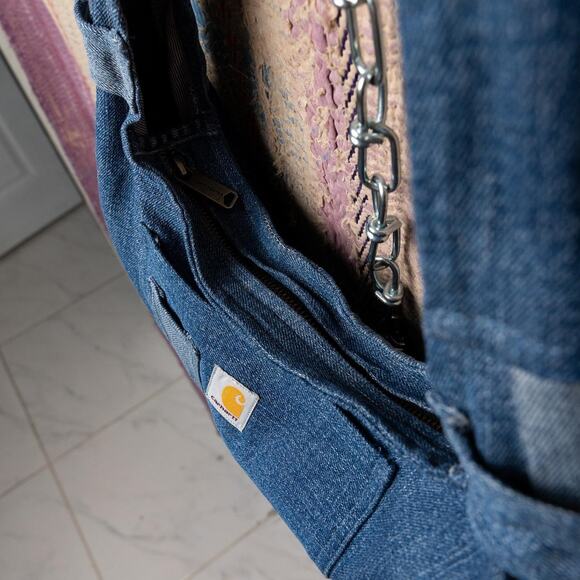 Upcycled carhartt shoulder bag / Y2K Mini Baguette Purse - Picture 5 of 7